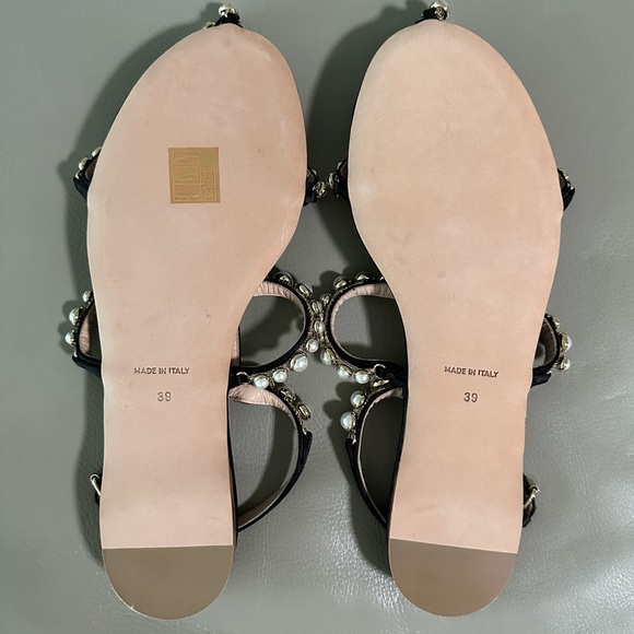 Giambattista Valli Maharani Satin & Faux Pearl Flat Sandals - Picture 6 of 15